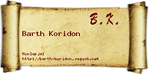 Barth Koridon névjegykártya